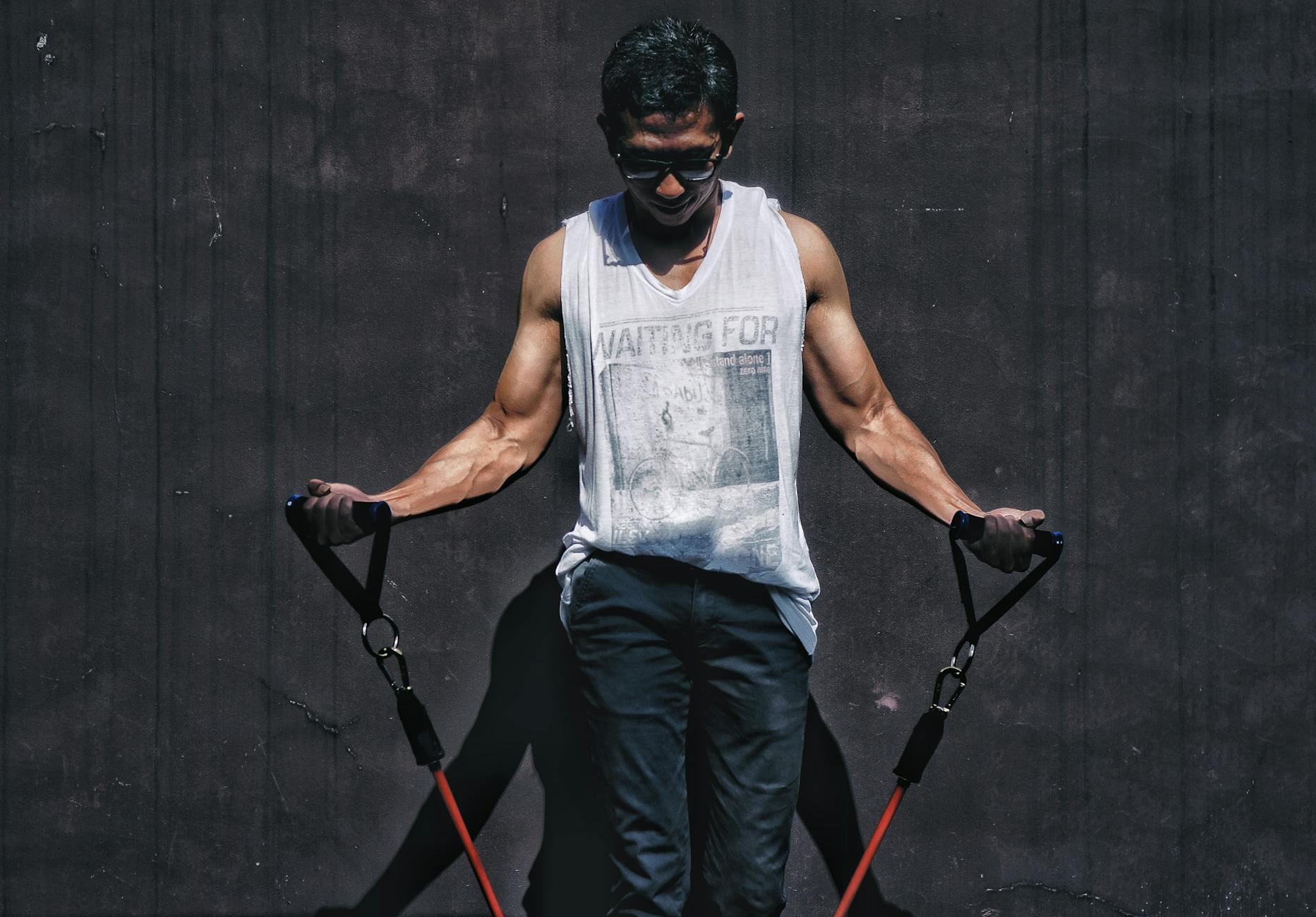 a man using a resistance band